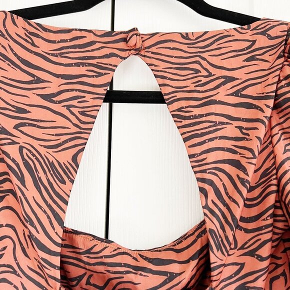 Free People Tiger Print Orange Black Cutout Top Women's Size X-Small XS - Picture 6 of 7